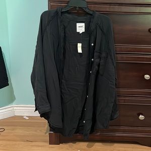Aerie Beach/Pool Soft Black Cotton Cover Up Shirt